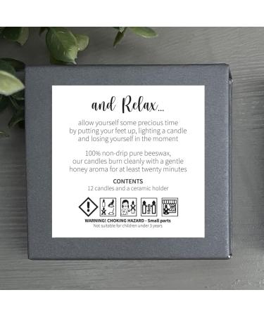 Cotton & Grey Relaxation Candles Set: 12 Pure Beeswax Candles with Ceramic Holder - Buy Online on GoSupps.com