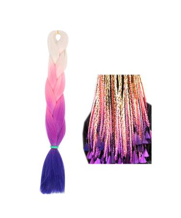 Ombre Braiding Hair - Kanekalon Jumbo Braid Extensions in Gradient Colors - White Pink Purple Dark Blue for Twist Braiding - Buy Online on GoSupps.com