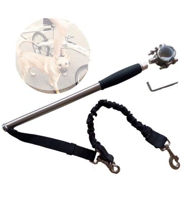 T Tocas Stainless Steel Bicycle Dogs Leash - Walk & Ride with Hands Free Pet Training Lead Comfortable Silicone Handle Black Handle - Buy Online on GoSupps.com