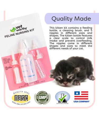Vet Worthy Canine Nursing Kit - 7-Piece Set for Orphaned Puppies - Feeding Bottle, Milk Bottle Brush, 5 Nipples Included - Pet Feeding Support - Buy Online on GoSupps.com