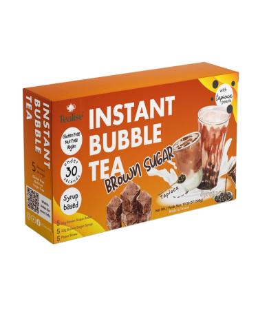 Tealise Instant Syrup-based Vegan Bubble Tea Kit Gift DIY Ready in 30 Seconds 5 Serving (Brown Sugar)