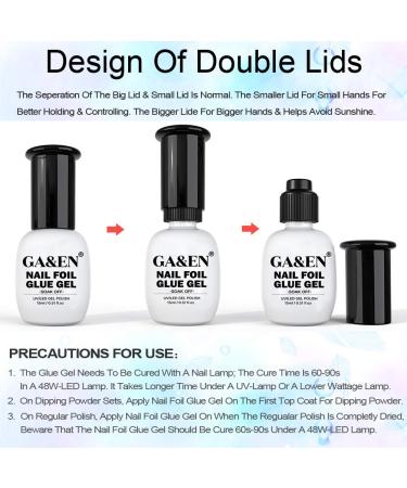 Nail Foil Glue Gel 15ml x 2 Bottles - Strong Adhesion for Art Stickers, Soak Off LED Lamp Required - DIY Manicure with Gift Box - Buy Online on GoSupps.com