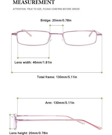 Vevesmundo Mini Compact Metal Reading Glasses Lightweight Spring Hinge Narrow Classic Design with Pink & Blue Light Filter (3.5x) Ideal Reading Aid - Buy Online on GoSupps.com
