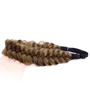 BOBIYA Messy Wide 2 Strands Synthetic Hair Braided Headband - Claybank | Stylish Hairband for Effortless Updos | International Shipping Available - Buy Online on GoSupps.com
