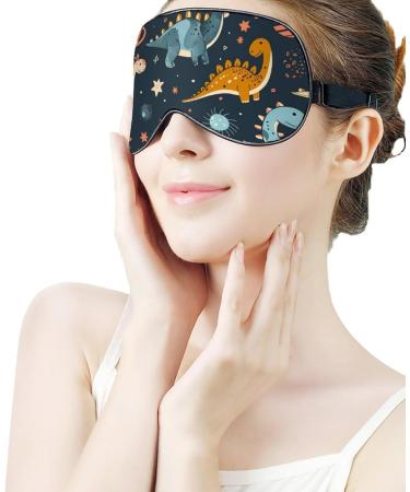Cartoon Space Dinosaur Sleeping Mask - Soft Light-Blocking Eye Cover with Adjustable Strap for Kids & Adults - Perfect Blindfold for Sleep & Relaxation - Buy Online on GoSupps.com