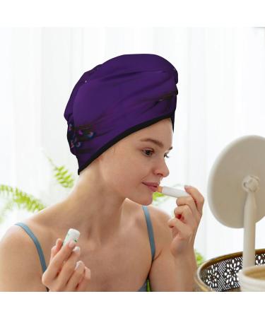 Purple Peacock Coral Velvet Hair Cap | Quick-Dry Towel Wrap for Travel & Home - Buy Online on GoSupps.com