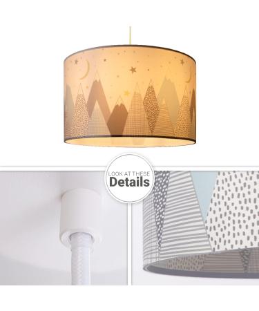 Paco Home Children's Room Hanging Lamp - E27 Pendant Light for Baby Boys & Girls - White Mountains Stars & Clouds Design - Buy Online on GoSupps.com
