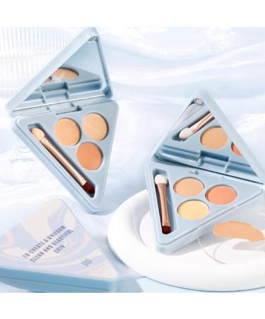 Tri-Color Concealer Cream Palette 3 in 1 Complete Concealer Contour Palette for Contouring and Brightening Waterproof for Under Eye Circles Dark Circles and Acne Marks - Buy Online on GoSupps.com