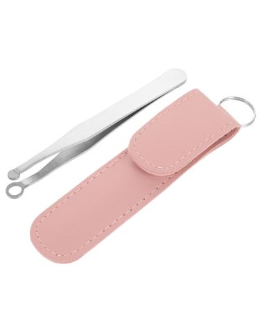 KALLORY nose hair clip long Beard Trimming Scissors men tools Hair Needle tools for men hair holder for men Nasal Hair Clip pu eyelash scissors Stainless steel man Pink