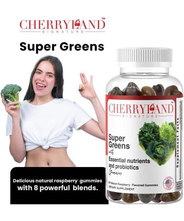 Super Greens Gummies - Antioxidants Mushrooms & Probiotics | Vegan Gluten & Gelatin-Free | Detox & Digestive Health Support | 60 Count - Buy Online on GoSupps.com