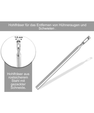 Hollow Cutter Corn Remover | Serrated Callus Grinder for Foot Care | 1.8mm Pedicure Tool for Calluses & Corns Removal - Buy Online on GoSupps.com