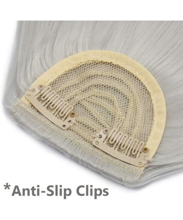 One Piece Bangs Clip in Front Fringe Clip on Hair Bang Extensions Synthetic Hairpieces with Temples #Silver Grey - Buy Online on GoSupps.com