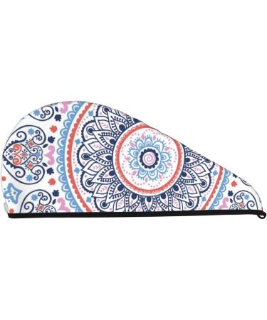 Mandala Microfiber Hair Towel Soft Super Absorbent Quick Dry Wrap for Long Curly & Thick Hair Coral Velvet Hair Cap for Women - Buy Online on GoSupps.com