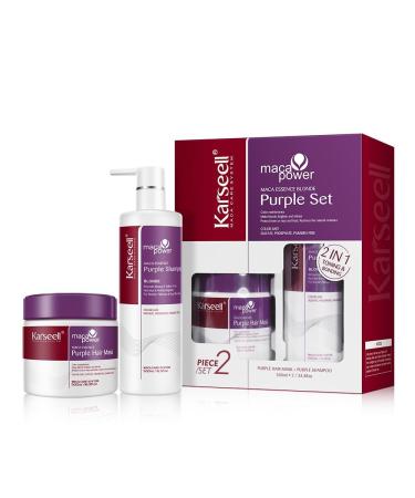Karseell Karseell Purple Hair Mask and Purple Shampoo Neutralizes Yellow Tones Repairs Damaged Hair for Blonde Platinum White or Gray Hair 2 x 500ml