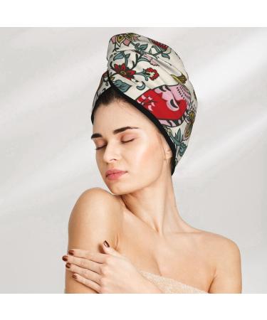 Dark Enchanted Flowers & Birds Microfiber Hair Towel - Soft Super Absorbent Coral Velvet Wrap for Long Curly & Thick Hair - Quick Dry Cap for Women - Buy Online on GoSupps.com