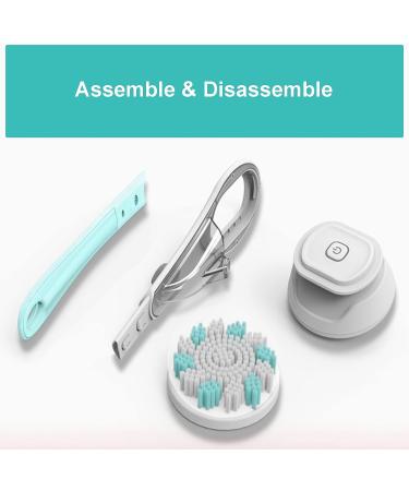 Electric Body Brush - TRENION Multifunctional Exfoliating Spin Scrubber with 6 Brush Heads | Rechargeable Long Handle Body Scrubber for Shower Bathing and Deep Cleansing - Blue - Buy Online on GoSupps.com