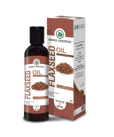 100% Pure Flax Seed Oil (Linseed Oil) - 200ML (6.76 oz) - Premium Quality GMP Certified Cruelty Free Kosher and Halal Certified