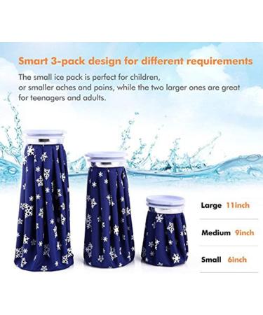 Ohuhu Hot Cold Ice Pack Reusable Ice Bag 3 Pack - Hot Cold Therapy for Knee Leg Injury - Blue - Buy Online on GoSupps.com