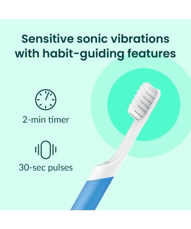 Buy Quip Sonic Toothbrush for Adults - Soft Bristle Timer Extra Brush Head & Travel Cover - Blue | International Shipping Available - Buy Online on GoSupps.com