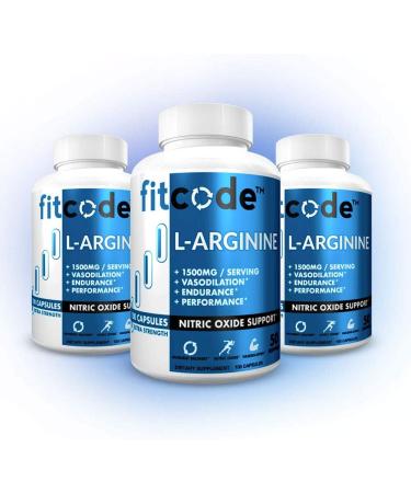 Fitcode Pure L-Arginine HCl 1500mg Nitric Oxide Supplement - Boost Vascularity, Pumps, Endurance & Muscle Growth - 50 Servings - Buy Online on GoSupps.com