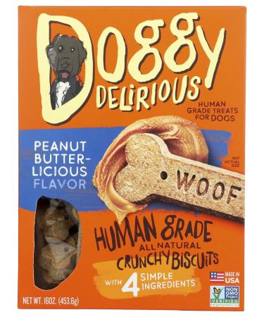 Doggy Delirious Natural Dog Treats Peanut Butter Bones - 16 oz