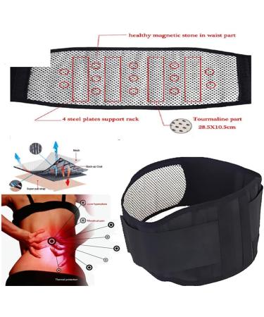 Adjustable Self-Heating Therapy Waist Belt - Lumbar Support & Back Support | Double Banded | Svart M - International Shipping Available - Buy Online on GoSupps.com