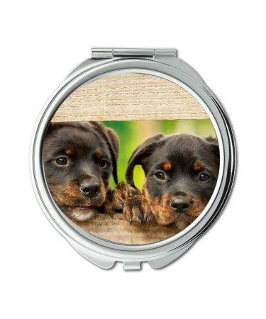 YENDOSTEEN Mirror makeup mirror Rottweiler Puppy Dog Dogs Cute Animal Animals Pocket Mirror portable mirror