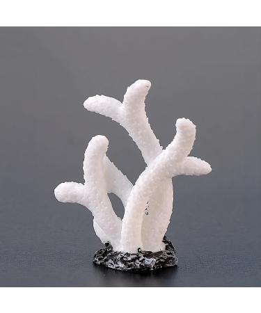 Movoja 2 PIECES - Aquarium Decoration Corals - for fresh and salt water - Decoration Coral Aquaristics - 2 White Coral 2 White