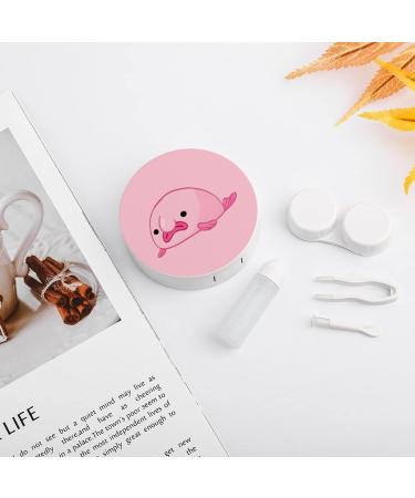 Pink Blob Fish Blobfish Round Case For Contact Lens Kit Storage Box with Mirror Printed - Buy Online on GoSupps.com