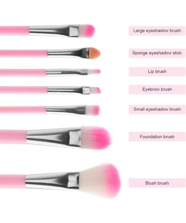 Kids 7Pcs Makeup Brush Set - Pink | Foundation, Eyebrow, Eyeliner Brushes for Children Girls - Buy Online on GoSupps.com