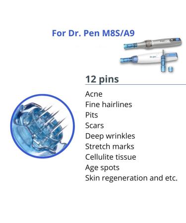 Dr. Pen ULTIMA M8S/A9 0.25mm 12 Pins Bayonet Slot Replacement Cartridges - 20 Pack - Disposable Parts - Buy Online on GoSupps.com