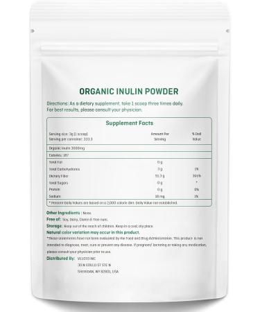 VELOTO Organic Inulin Powder Pure Inulin Prebiotic Natural Soluble Fibers Sweetener Unflavored & Unsweetened Plant Powder for Smoothie Gluten Free Vegan 2.2 lbs - Buy Online on GoSupps.com