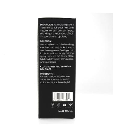 SOVONCARE Hair Fibers for Thinning Hair - Black Hair Building Fibers for Men & Women | Conceal Bald Spots & Instantly Thicker Hair - 28g - Buy Online on GoSupps.com