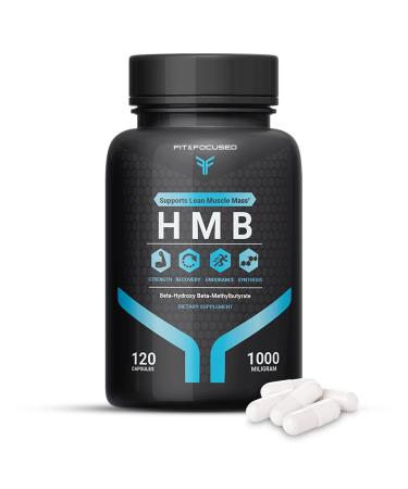 Fit & Focused 1000mg HMB eta-Hydroxy eta-Methylbutyrate Supplement 120 Capsules Supports Muscle Protein Synthesis & Recovery for Men Women Weightlifters Fitness Enthusiasts & Health Optimizers