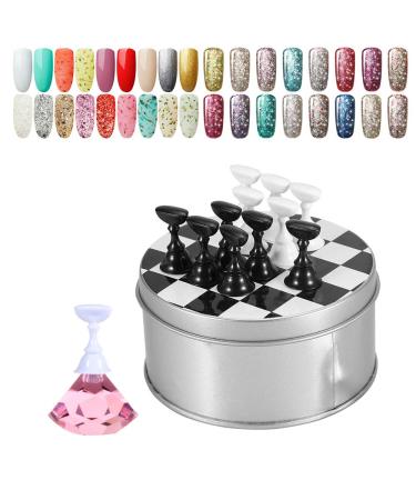 Kalolary Nail Art Display Stand Set - Pink Magnetic Holder for Fingernail Tips, Crystal Chessboard Design for DIY Training Practice - Nail Art Holder Stand - Buy Online on GoSupps.com