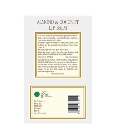 Kama Ayurveda Almond & Coconut Lip Balm | Moisturizing Lip Care 5g - Buy Online Worldwide - Buy Online on GoSupps.com