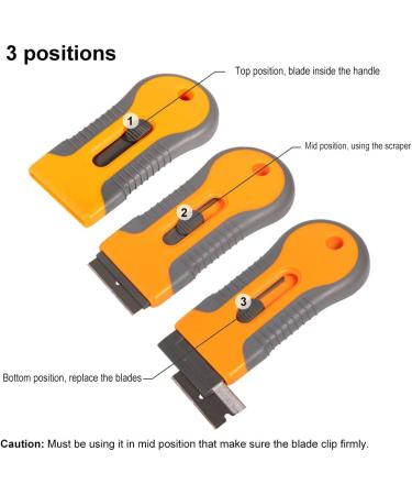 EHDIS Ceramic Scraper with 10 Stainless Steel Blades - Car Sticker, Glass Cooktop, Label, Glue, Paint Adhesive Remover Tool - Yellow - Buy Online on GoSupps.com