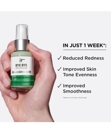 IT Cosmetics Bye Bye Redness Serum - Skin-Calming & Hydrating Face Serum for All Skin Types - Instantly Neutralizes Redness with Colloidal Oatmeal Centella Peptide & Niacinamide - 1 fl oz - Buy Online on GoSupps.com