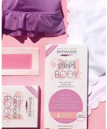Byphasse Cold Wax Strips for Sensitive Skin - 24 Wax Strips + 4 Wipes for Jersey & Armpits | International Shipping - Buy Online on GoSupps.com