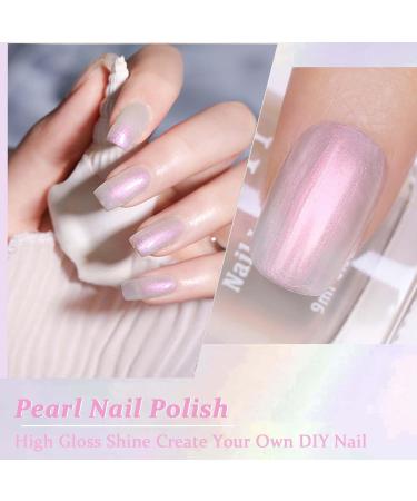 White Nail Polish - Pearl Nail Polish - White Pearl Glitter Nail Polish Reflect Pink Shimmer Flash - High Glossy Shine Long Lasting No Need UV Long Lasting DIY Manicure Nail Art - Buy Online on GoSupps.com