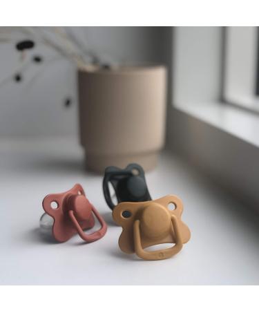 Filibabba Schnuller 2 Set | Silicone Baby Pacifiers in Matt Colors | Danish Design | 6+ Months | Includes Pacifier Box (Golden Mustard) - Buy Online on GoSupps.com