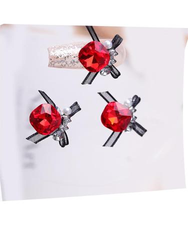 3pcs Nail Art With Rhinestones Organza Bowknot Fingernail Decoration For Salon Home Use Nail Accessories Kit - Buy Online on GoSupps.com