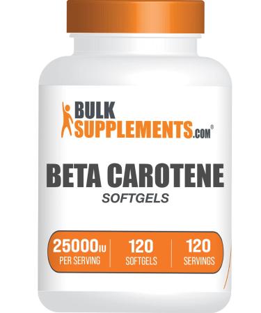 BULKSUPPLEMENTS.COM Beta Carotene 25000 IU Softgels - Vitamin A Supplement - Beta Carotene Supplements - Antioxidants Supplement - Eye Vitamins - Beta Carotene Pills - for Eye Health (120 Softgels) 120 Count (Pack of 1)