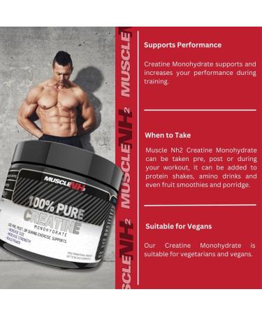 Muscle NH2 100% Pure Creatine Monohydrate Powder - 200g, 40 Servings - Increase Size, Strength, and Performance - Unflavoured - Pack of 1 - Buy Online on GoSupps.com