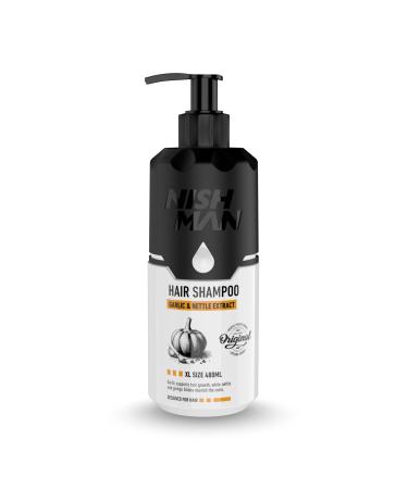 NISHMAN Hair Shampoo With Garlic & Nettle Scent 480ml Strengthening & Nourishing Formula For Healthy Hair Stimulates Growth Reduces Hair Loss & Restores Shine Garlic & Nettle Scented 480 ml 1 Pack