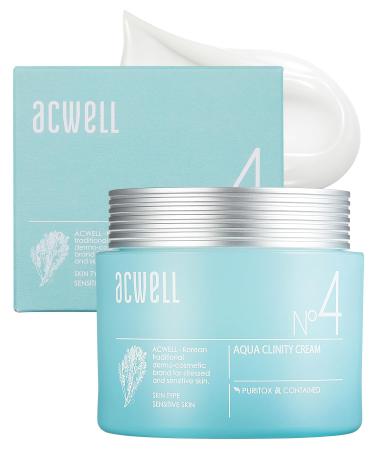 ACWELL Aqua Clinity Cream - 24hr Soothing Moisturizer for Face Ideal for Sensitive Skin - Non-Sticky Refreshing Gel Intensive Hydrating for Day and Night Skincare 1.69 oz.