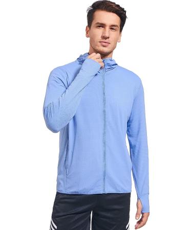 Qualidyne Men's UPF 50+ UV Full Zip Sun Protection Hoodie Jacket - Blue, Small - Buy Online on GoSupps.com