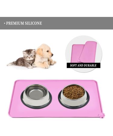 Reopet Silicone Pet Feed Mats - Waterproof Dog & Cat Mats with Elevated Edges - 53x37 cm (Pink) - Shop Now for International Shipping! - Buy Online on GoSupps.com
