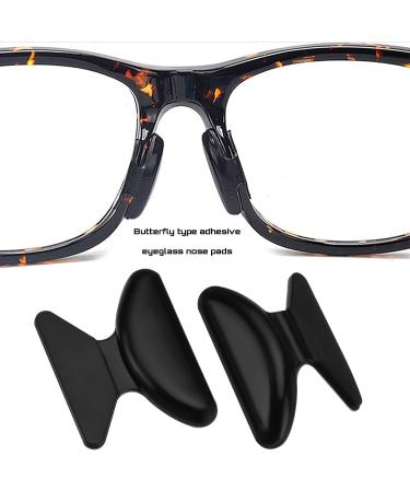 Emagentech Self-Adhesive Nose Pads for Glasses - 10 Pairs (5 Black + 5 Transparent) with Butterfly Motif - 1.8mm Reading & Sunglasses Pads - Buy Online on GoSupps.com