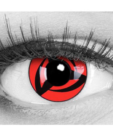 Meralens 1 pair of colored anime manga contact lenses without strength with free contact lens container - Sharingan Kakashi in red black Perfect to here to hernos of cosplay halloween red 12 monthly lenses